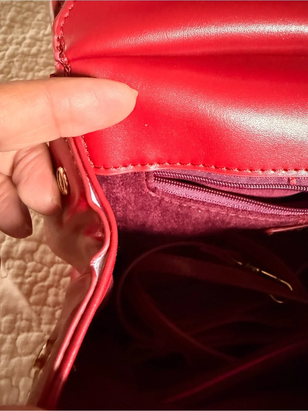 Red Leather Top-Handle Women's Bag